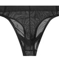 thumbnail image 2 of Mesh-Underwear for Men Thongs Lightweight Hollow-Out Low Waisted Breathable Stretchy Slim High-Cut Solid Color Basic Loungewear Briefs, 2 of 2