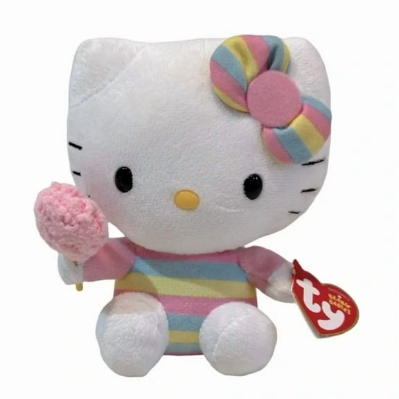 TY Beanie Baby - HELLO KITTY (Cotton Candy - 6" Plush) (BONUS ONE RANDOM TY ERASER)