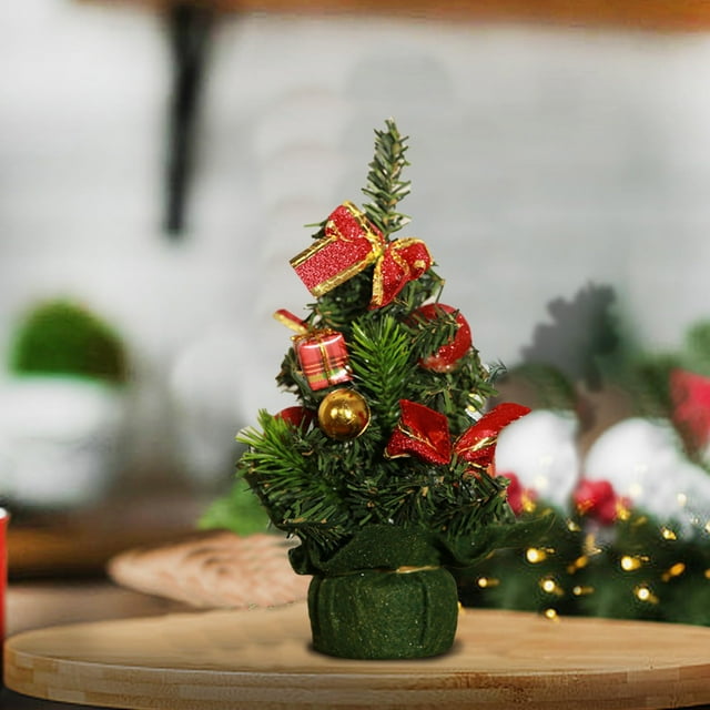 HANDIED Desktop dress up Artificial Christmas Tree 8 Inch Tabletop Christmas Tree With Ornaments For Christmas Decoration