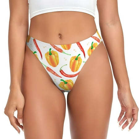 Thongs for Women - red Pepper yellow No Show Seamless Womens Thongs Underwear  Stretch G String Thongs for Women  Ladies Breathable Kawaii Thong Bikini Panties Briefs