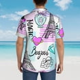 thumbnail image 6 of Kll Men'S Hawaiian Shirt Short Sleeve Button Down Beach Shirts-Eiffel Tower And Hearts, 6 of 8