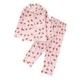 thumbnail image 3 of CUZIBR Girls Christmas Clothing Sets Cartoon Print Long Sleeve Button Loungewear Turndown Collar Top And Pants Soft Homewear Outfits For Winter Warm Dailywear Streetwear,Pink,5-6 Years, 3 of 3