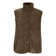 thumbnail image 5 of Weiqiqre Womens Tops Lightweight Stand Collar Sherpa Fuzzy Fleece Vest Buttoned Sleeveless Jackets, 5 of 7