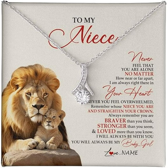 Personalized To My Niece Necklace From Aunt, Auntie Uncle Not Even Time Floral Niece Birthday Graduation Christmas with Customized Message Card and Gift Box, Alluring Beauty Necklace