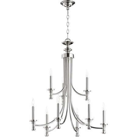 

Chandeliers 9 Light With Polished Nickel Finish Candelabra Base Bulbs 27 inch 540 Watts