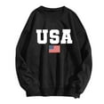 thumbnail image 4 of Wang6 Womens USA Letter Printed Graphic Sweatshirts Causal Loose Fit Long Sleeve No Hood Pullovers Crew Neck Tops T Shirts Black M, 4 of 6