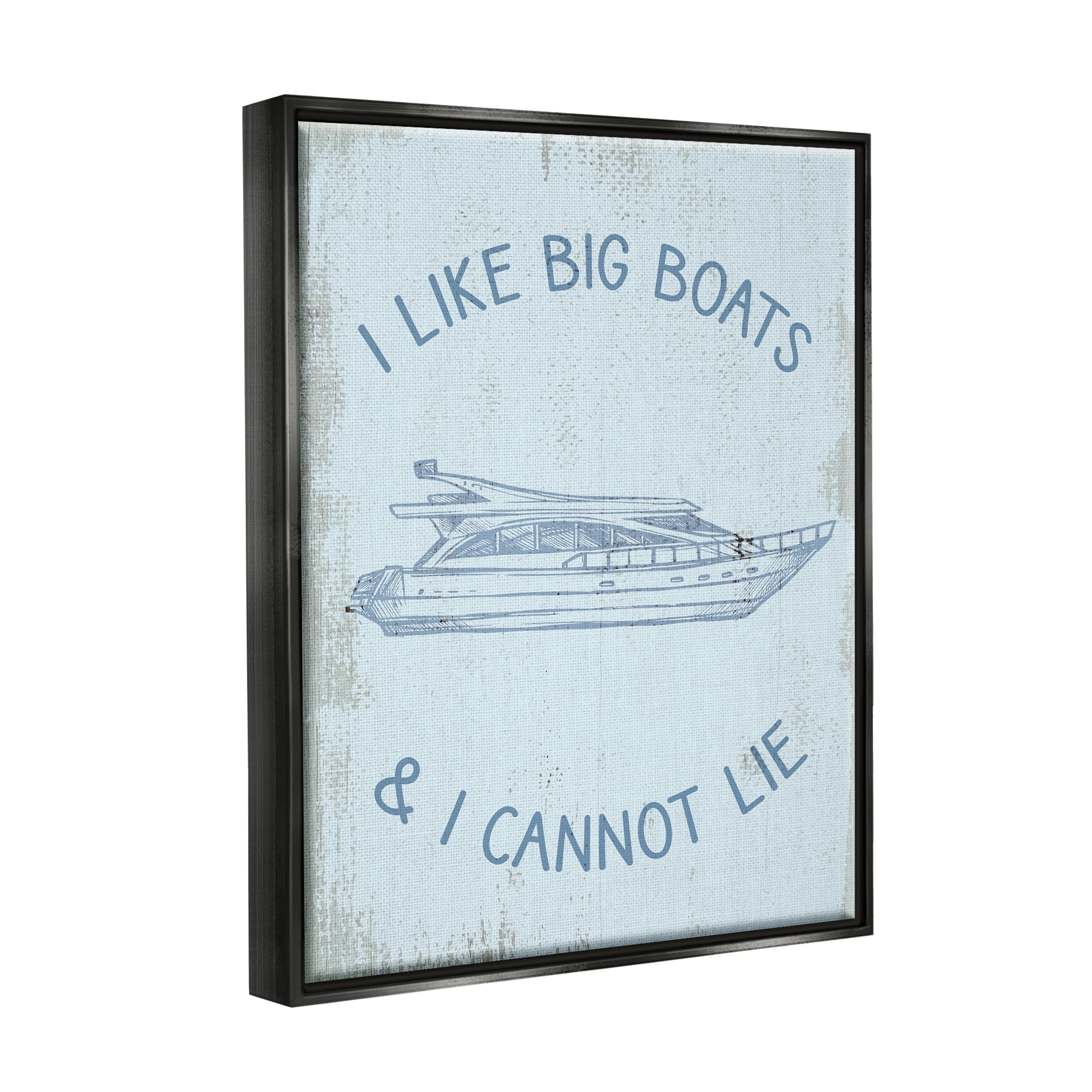 Stupell Industries Funny Rustic Big Boats Transportation Painting Black Floater Framed Canvas Art Print Wall Art, 17 x 21