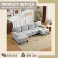 thumbnail image 4 of Ktaxon U-Shaped Sectional Sofa Set with Chaise, 4-Seater Blended Chenille Couch for Living Room, Apartment, Easy Assembly Gray, 4 of 7
