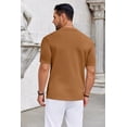 thumbnail image 5 of COOFANDY Mens Knit Polo Casual Stylish Collared Shirt Short Sleeve Crochet Button Down Shirt Beach Vacation Striped Shirts, 5 of 6