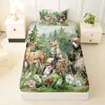 thumbnail image 3 of Manfei Kawaii Fox Twin Sheets,Cute Bear Print Bedding,Green,3pcs,1 Fitted Sheet and 1 Pillowcase, 3 of 6