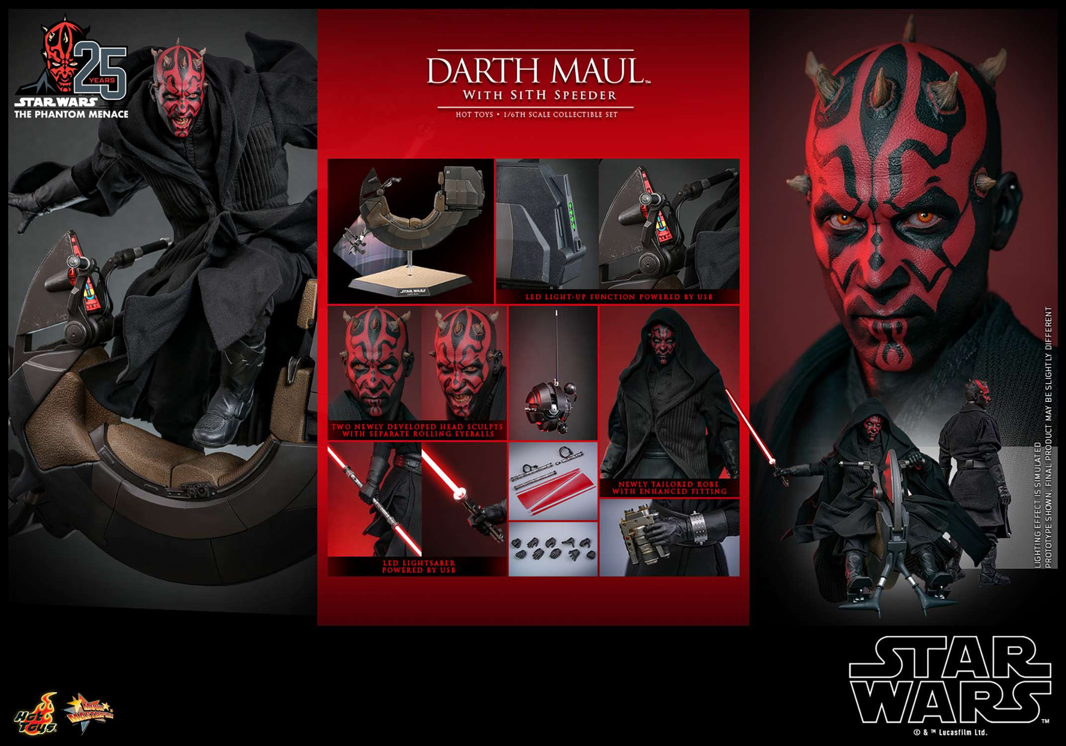 Hot Toys 1/6 Scale Darth Maul with Sith Speeder Action Figure