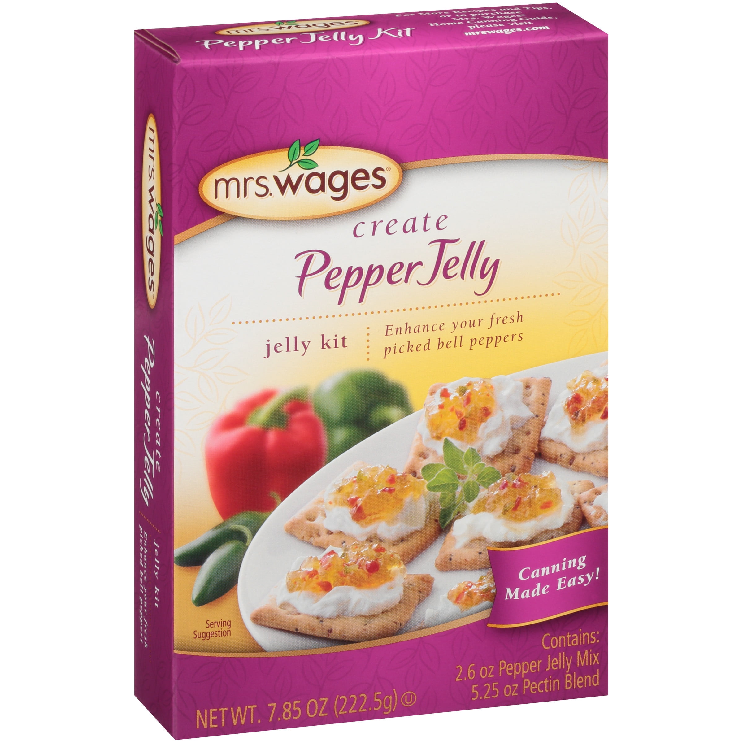 Mrs. Wages Create Pepper Jelly Kit | Easy-to-Use | Enhance Your Bell Peppers | Spice Mix & Pectin Blend | Spicy & Sweet Flavoring | 7.85 oz Packet