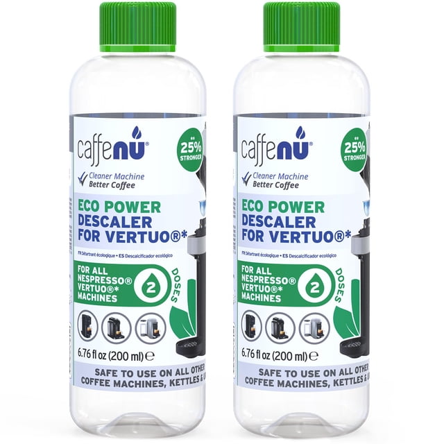 Nespresso Compatible Descaling Kit. 2 Bottles of Vertuo Descaler Solution. Removes Limescale For Hotter Coffee. 4 Uses Descaler For Nespres