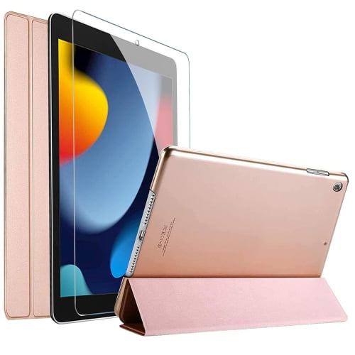 SuperShield Étui pour iPad (A16) 11e/10e Génération (2025/2022) avec Protecteur d'Écran, Étui Arrière Souple Étui-Folio Mince Support Antichoc Housse de Tablette, Réveil/sommeil Automatique (Or Rose)
