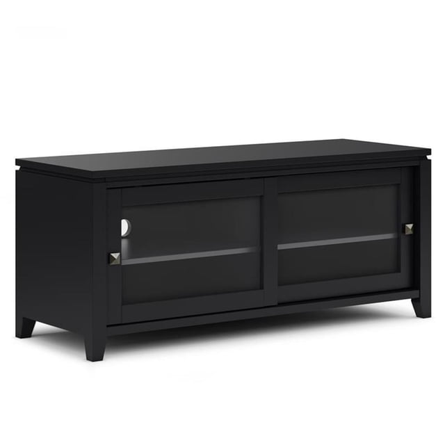 Simpli Home Cosmopolitan Meuble Télé Multimédia en Bois Massif de 48 Pouces Noir