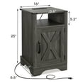 thumbnail image 2 of RoyalCraft Farmhouse Nightstand, Rustic Bedroom Table with Charging Station, Dark Grey, 2 of 9