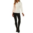 thumbnail image 2 of INSPIRE CHIC Long Sleeve Tops for Women Casual V Neck Tie Back Shirts Button Up Peplum Blouse White S, 2 of 5