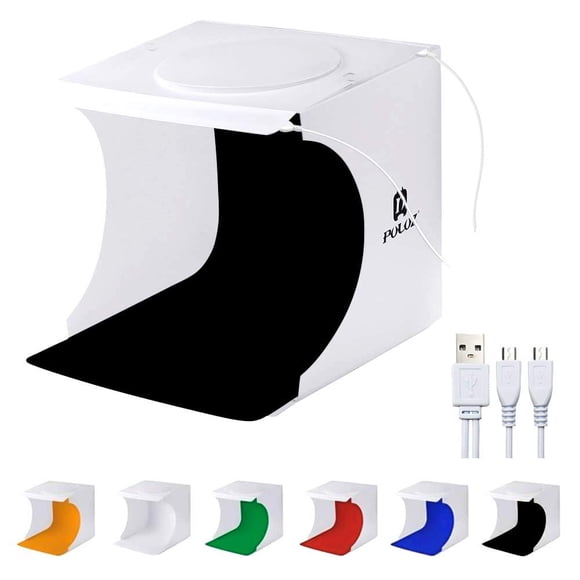 Mini estudio fotográfico Caja de luz para fotografía súper brillante Caja de luz Tienda de campaña con luz de disparo portátil con fondos de fotografía de 6 colores Pantalla de fondo impermeable Bolsa
