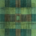 thumbnail image 1 of Ahgly Company Indoor Square Checkered Turquoise Blue Modern Area Rugs, 4' Square, 1 of 4