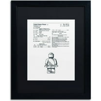 Trademark Fine Art "Lego Man Patent 1979 White" Canvas Art by Claire Doherty, Black Matte, Black Frame