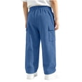 thumbnail image 7 of Spazoro Boys Corduroy Cargo Pants with Multi‑Pockets, Straight Leg Drawstring Elastic Waist Solid Color Loose Fit Casual Trousers for Daily Street Blue Size 4-5T, 7 of 7
