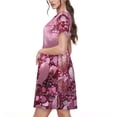 thumbnail image 2 of Easygdp Pink Glitter Heart Candy para Vestido Transpirable de Mujer, Vestido Suelto de Manga Corta con Pliegues y Bolsillos para el Verano, 2 of 6