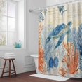 thumbnail image 3 of Sea Corals Turtle Bathroom Shower Curtain, Summer Beach Sea Stars Retro Texture Waterproof Washable Soft Bath Curtain for Bathtub Decor with 12 Hooks&Grommet, 36x72 Inch, 3 of 9