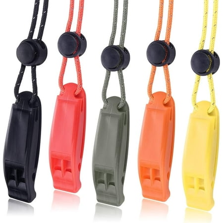 4 Pack Emergency Whistles, Loud Shrill Safety Whistle with Reflective Lanyard for Outdoor Climbing Hiking Camping Fishing Boat Kayak Life Vest Jacket Boating Water Survival Rescue Signaling (Orange)