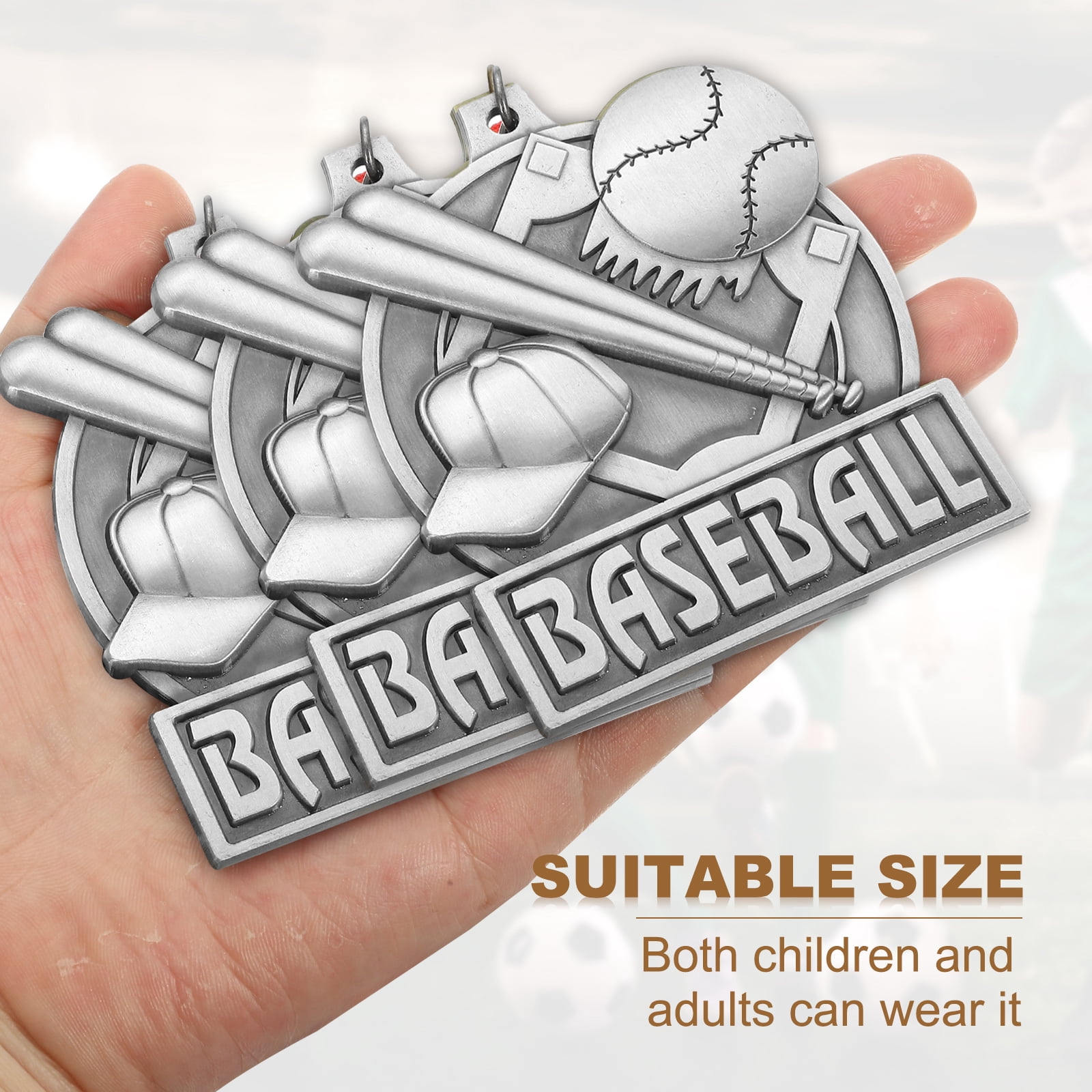 Uxcell Baseball Games Court Award Medals with Ribbons, Winner Medals Prizes for Competitions Sports Party Silver