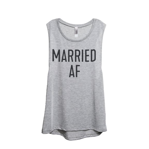 Thread Tank Married AF Women's Sleeveless Muscle Tank Top Sport Grey Small