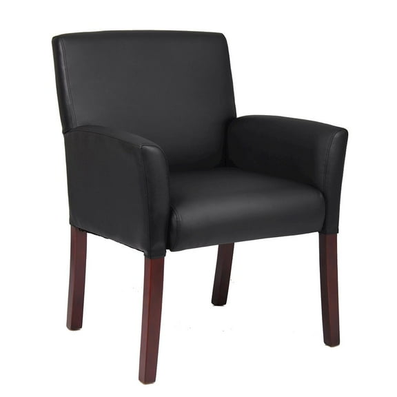 Starlight Canyon Home Black Reception Chair With Mahogany Base, Office Guest Or Client Seating