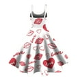 thumbnail image 4 of Valentine's Day Dress for Women Sleeveless Spaghetti A Line Strap Dresses Print Casual Scoop Neck Midi Summer Sundress Watermelon Red XL, 4 of 6