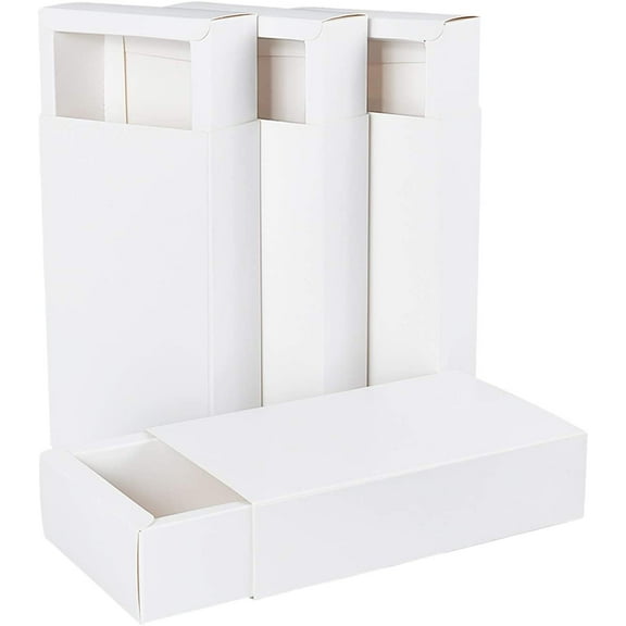 Foldable Paper Drawer Boxes Sliding Gift Boxes for Christmas wrappping Gift Party Wedding Rectangle White 17.2x10.3x4.5cm