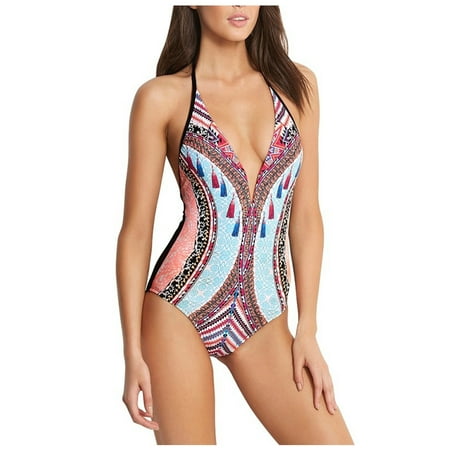 

VKEKIEO One-Piece Swimsuit Sport Bra Style Padded White XL