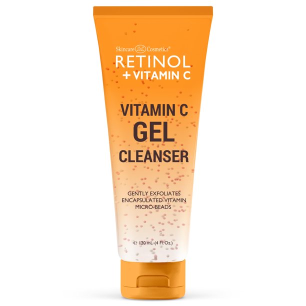 Limpiador facial con retinol + vitamina C que ilumina y reduce los signos de envejecimiento, líneas finas y textura desigual, 4 onzas
