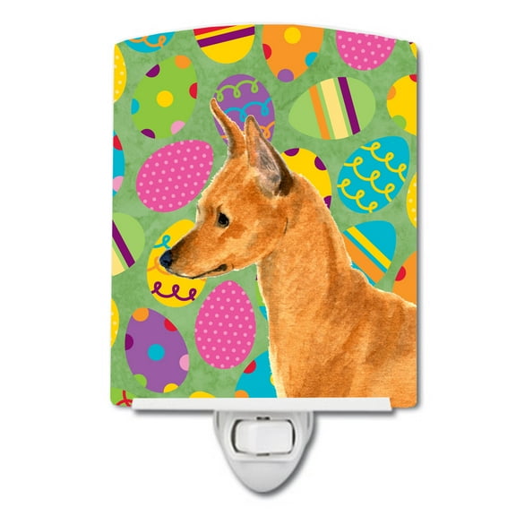 Caroline's Treasures SS4811CNL Min Pin Easter Eggtravaganza Ceramic Night Light, 6x4x3", multicolor