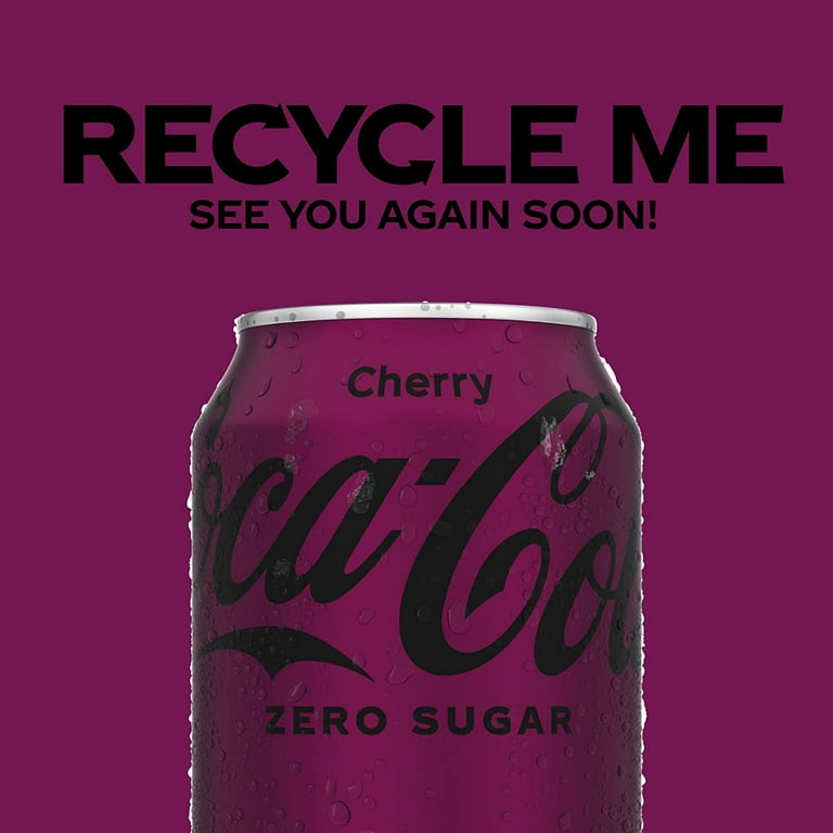 Coca-Cola Cherry Zero Sugar Soda, 12oz Cans, Pack of 12, 144 fl oz