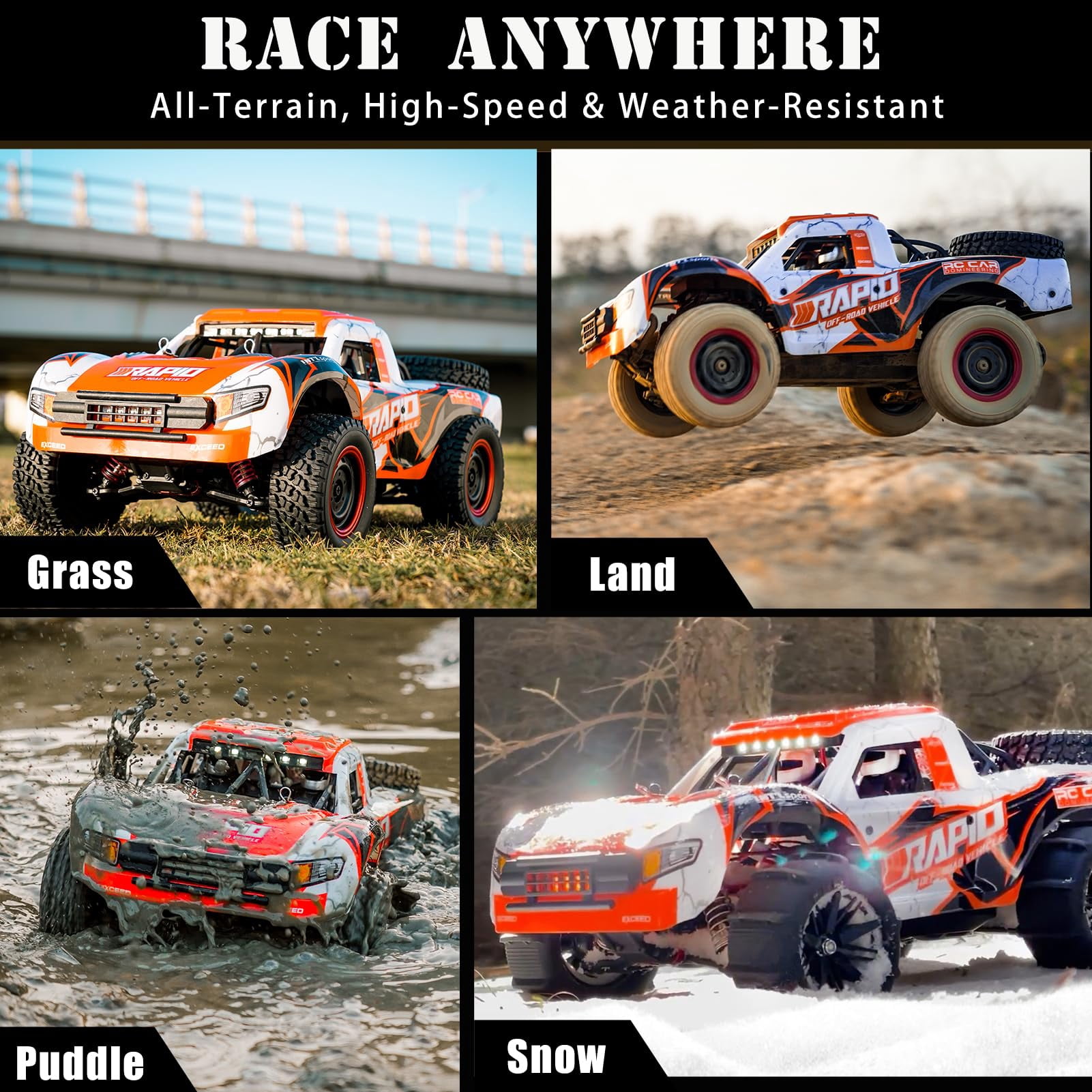 1:14 RC Cars 70 KMH High Speed Brushless Remote Control Car All Terrain Fast Trophy Truck for Adults, 4WD Off-Road Hobby RC Buggy 50 Mins Play
