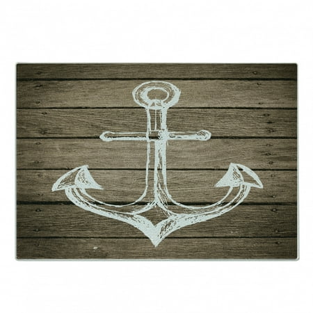 

Brown and White Cutting Board Anchor Motif Hand Drawing Boating Sketch Rustic Wooden Planks Coastal Decorative Tempered Glass Cutting and Serving Board Small Size Taupe Coconut by Ambesonne