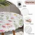 thumbnail image 6 of Pink Spring Floral Fitted Tablecloth with Elastic Edged, Round Table Cloth for Dining Table, Flowers Botanical Elegant Grey Checkered Waterproof Oil Proof Table Cover for Indoor Outdoor 45"-54", 6 of 8