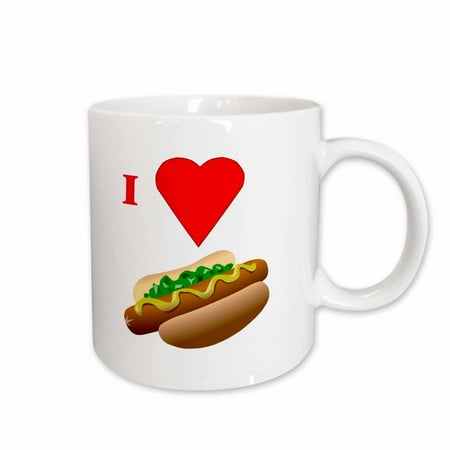 

3dRose I Love Hot Dogs Ceramic Mug 15-ounce