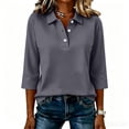 thumbnail image 5 of Trgacdwlo Polo Shirt for Women Lapel Collared Button Womens 3/4 Sleeve Tops and Blouses Breathable Business Casual Tunic Tops for Women, 5 of 5
