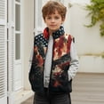 thumbnail image 6 of Xoenoiee Eagle American Flag Paint Splatter Print Boys Lightweight Fleece Vest Sleeveless Zip Up Warm Jacket Stand-Up Collar Casual Outerwear Vests With Pockets, Size 3T, 6 of 7