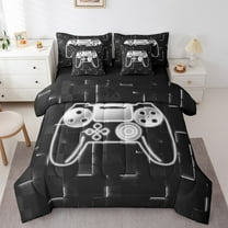 Erosebridal Abstract Gamepads Bedding Sets Twin Size,Gradient Ombre Comforter Sets with Sheets,Geometric Plaid Bed in a Bag Twin size,Breathable Video Game Bedroom Decoration,Reversible,7pcs