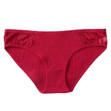 

NECHOLOGY Black Panties Women s No Pinching No Problems Dig-Free Comfort Waist with Lace Cotton Hi-Cut Red Small