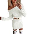 thumbnail image 1 of Women Knitted Dress Off-The-Shoulder Long, 1 of 1