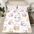 thumbnail image 2 of Homewish Kawaii Purple Kitten Twin Sheet Sets, Cartoon Cat Lover Twin Fitted Sheet, Teens Kids Boys Girls Flat Sheet, Ultra Soft Bedroom Decor, 3-Piece, 2 of 7