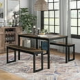 thumbnail image 6 of Rhese Wood 3-Piece Dining Table Set, Walnut and Black, 6 of 8
