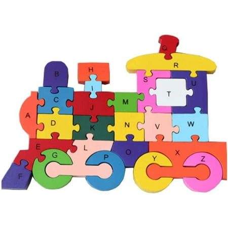 Gecter Train Jigsaw Puzzles Education Letter and Number Toy, Interactive Kids Play Game ,Wooden Blocks Toys for Kids 3 4 5 Year Old and Up Boys Girls Toddlers Preschool Children Babies