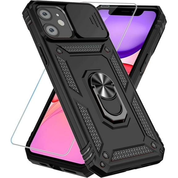 ZUKKASHAN for iPhone 11 Case with HD Screen Protector & Slide Camera Cover & Kickstand, iPhone 11 Case [Military-Grade] Phone Case for iPhone 11